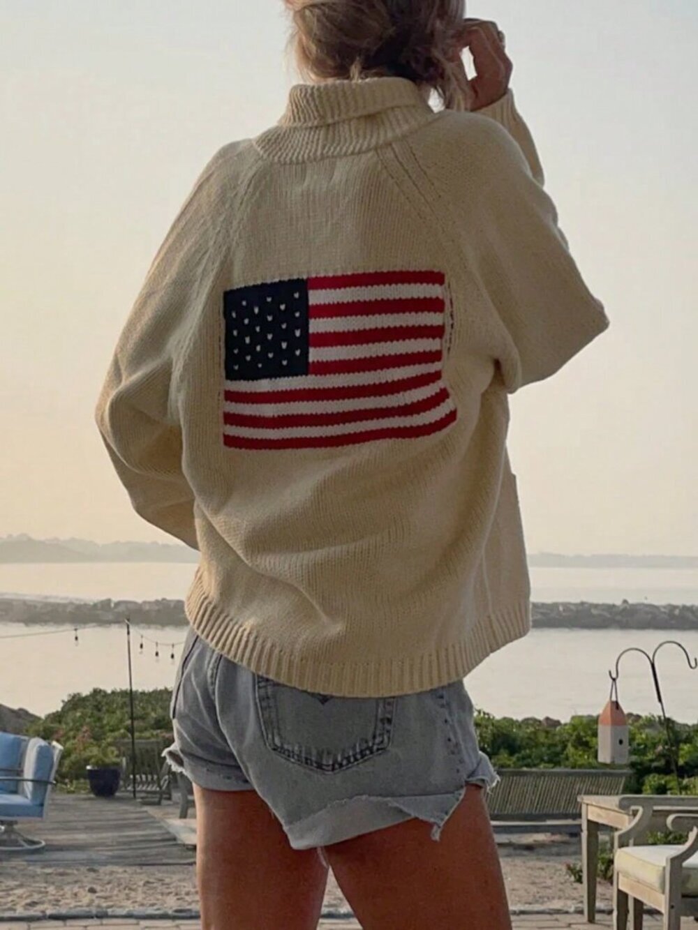 Apricot Casual Women's 4th Of July Cardigan Sweater - Picture 4 of 4